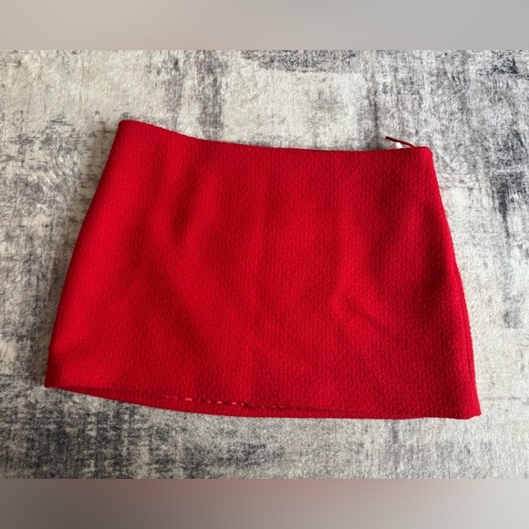 Zara red tweed lined mini skirt- size M- NWT - Picture 2 of 4